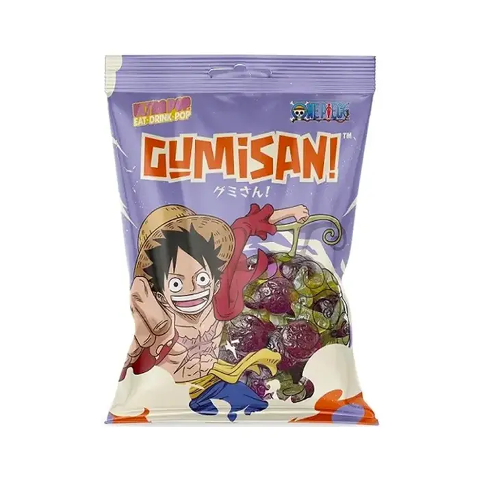 Ultra Pop Candy Ultra Pop GumiSan! One Piece Luffy, Grape Gummy Candies 180gr
