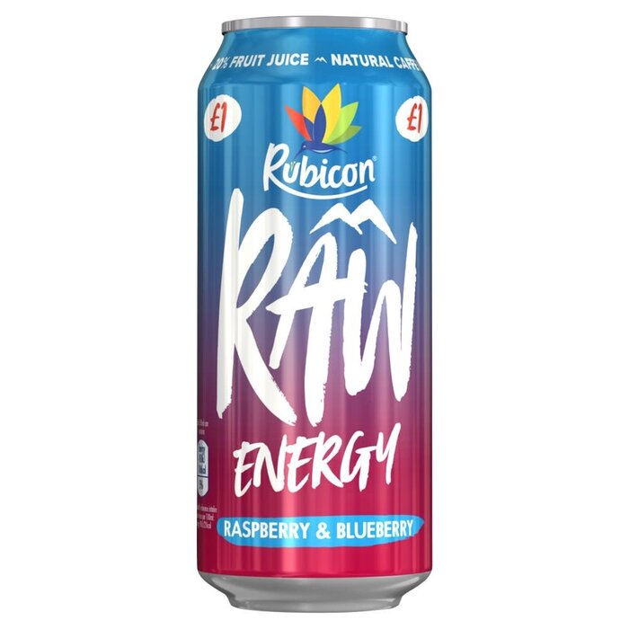 RubiCon Raw Drink RubiCon Raw Energy, RaspBerry & BlueBerry, Natural Caffeine 500ml
