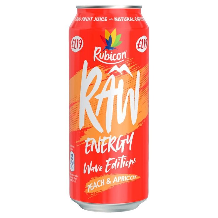 RubiCon Raw Drink RubiCon Raw Energy, Peach & ApriCot, Wave Edition, Natural Caffeine 500ml