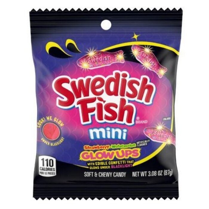Swedish Fish Candy Swedish Fish GlowUps StrawBerry-WaterMelon 87gr