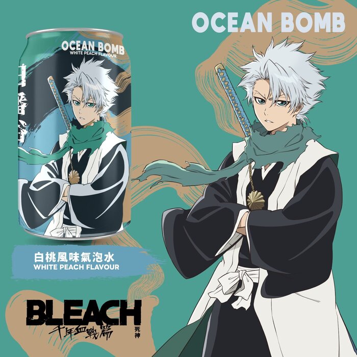 Ocean Bomb Drink Bleach, Toshiro Hitsugaya, White Peach Flavour 330ml
