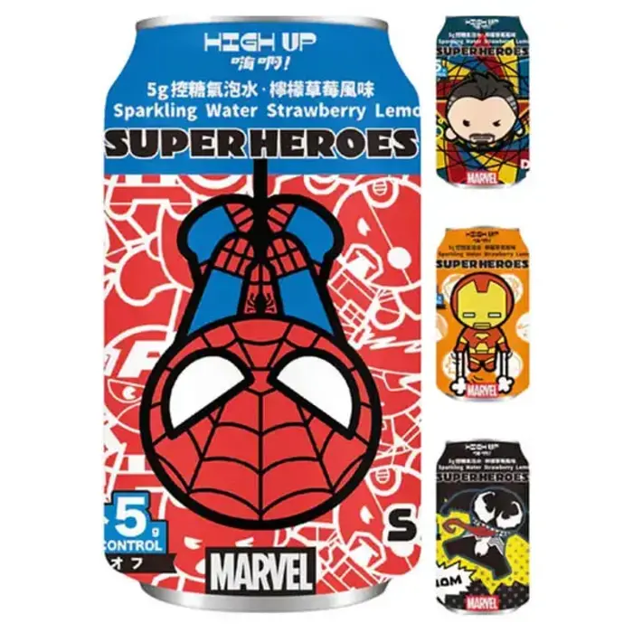 Drink SuperHeroes Venom Marvel Sparkling Water StrawBerry Lemonade Flavour 330ml