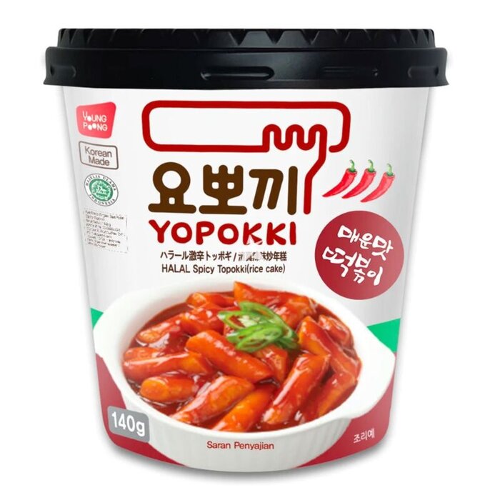 Yopokki Food YoPokki RiceCake Cup HaLaL Spicy 120gr Korea