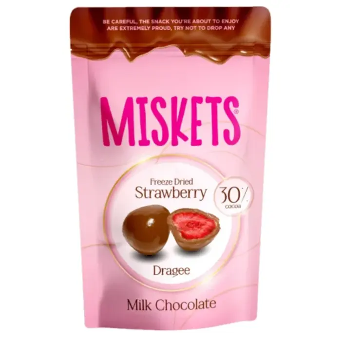 Miskets Chocolate Miskets Milk Chocolate Coated StrawBerry Freeze Dried 80gr Turkey
