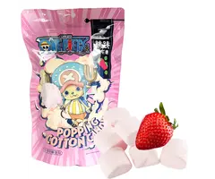 One Piece Candy One Piece StrawBerry MarshMallow Popping Cotton Candy 15gr Taiwan