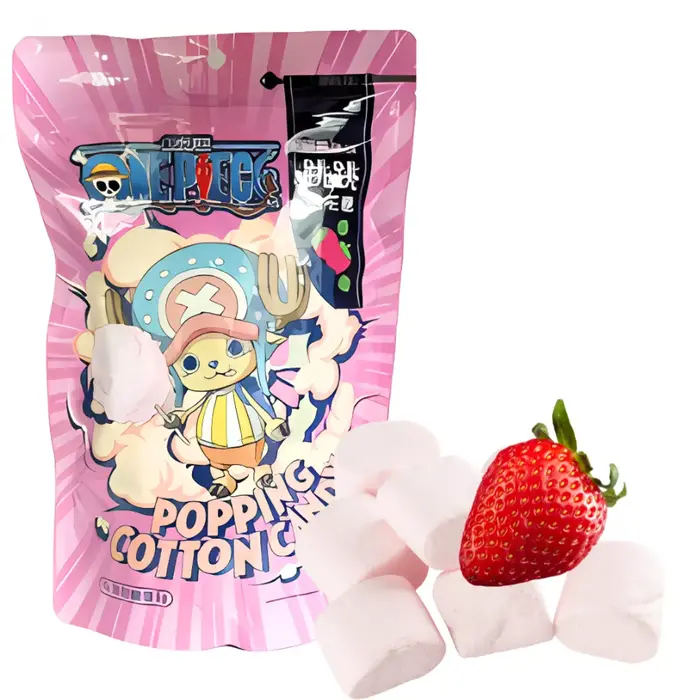 One Piece Candy One Piece StrawBerry MarshMallow Popping Cotton Candy 15gr Taiwan