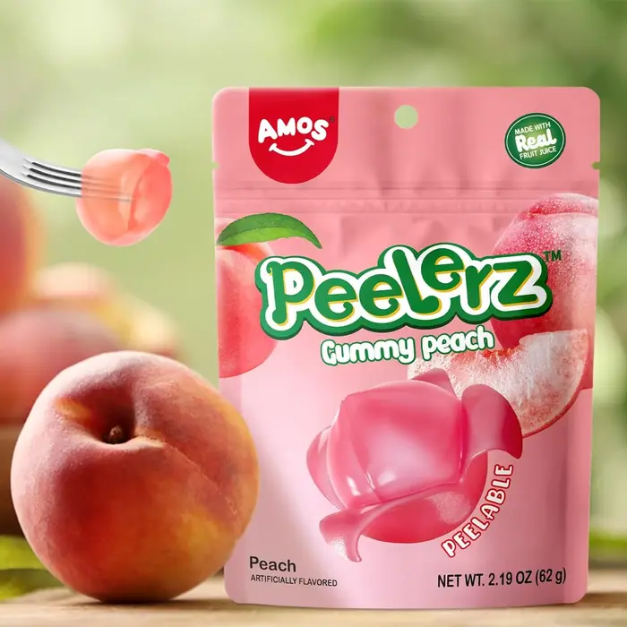 Amos Candy Peelerz, Peach Gummy 65gr