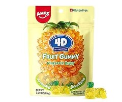 Amos Candy 4D Fruit Gummy, PineApple Burst 65gr