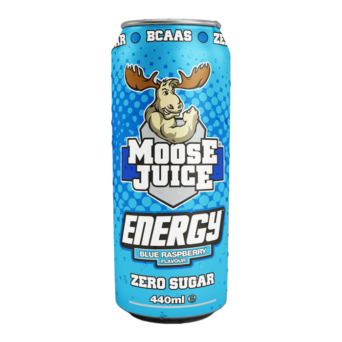 moose juice Drink Moose Juice Energy, Blue RaspBerry Flavour, Zero Sugar 440ml