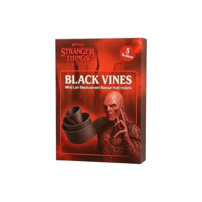NetFlix Candy Stranger Things Black Vines, Fruit Rollers BlackCurrant