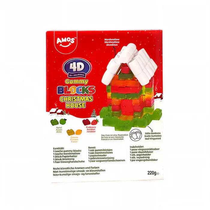 Amos Candy 4D Gummy Blocks Christmas House 220gr