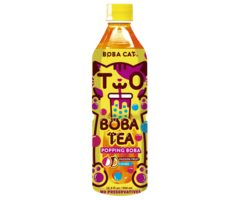 BOBA Cat Drink BoBa Cat Popping Boba, Passion Fruit & Lychee Boba Tea Bottle 500ml Taiwan