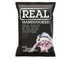 Real Chips Real Hand Cooked Sea Salt & Black Pepper 150gr UK