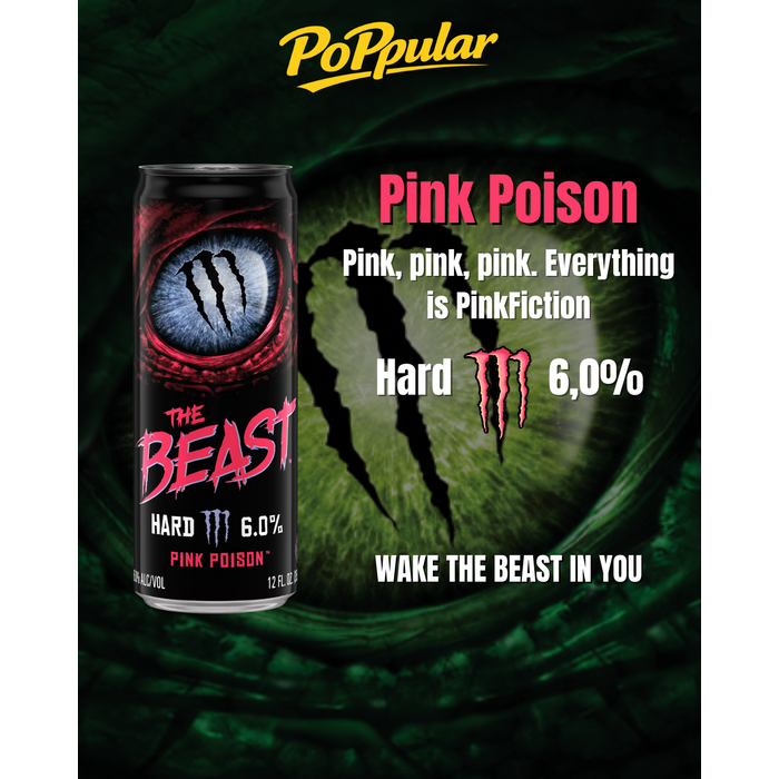 Monster Drink Monster The Beast HARD, Pink Poison 355ml US