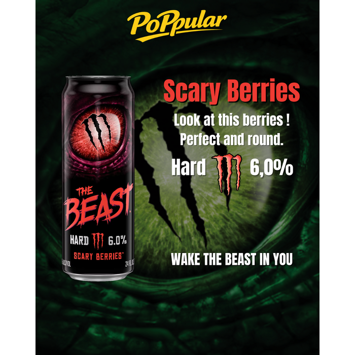Monster Drink Monster The Beast HARD, Scary Berries 355ml US