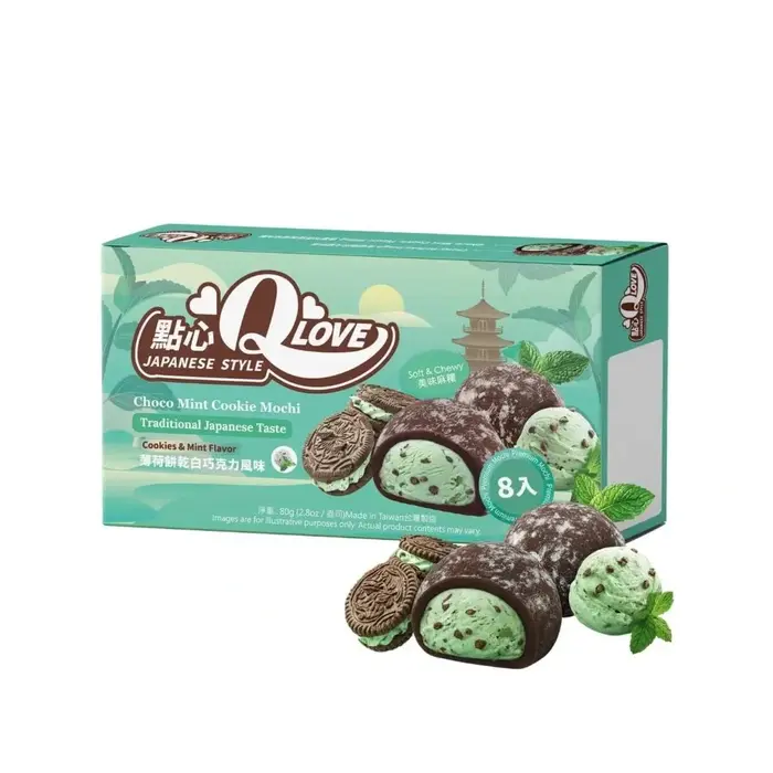 QLove Mochi QLove Choco Mint Cookie, Cookies & Mint Flavor 80gr Taiwan