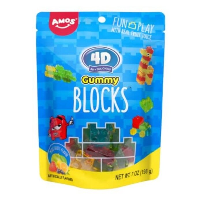 Amos Candy 4D Gummy Blocks Jelly Sweets 72gr