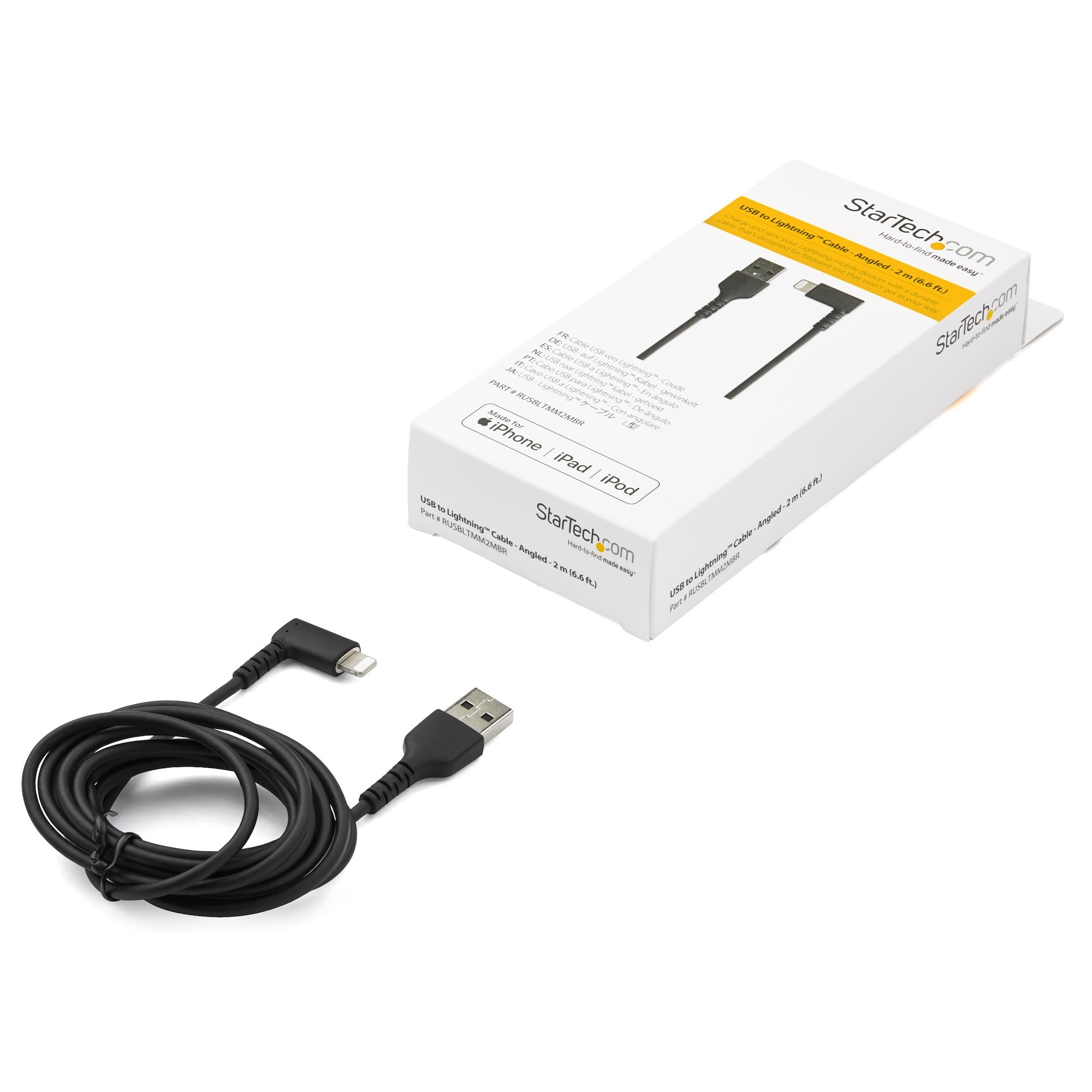 Cable - Black Angled Lightning to USB 2m thumbnail