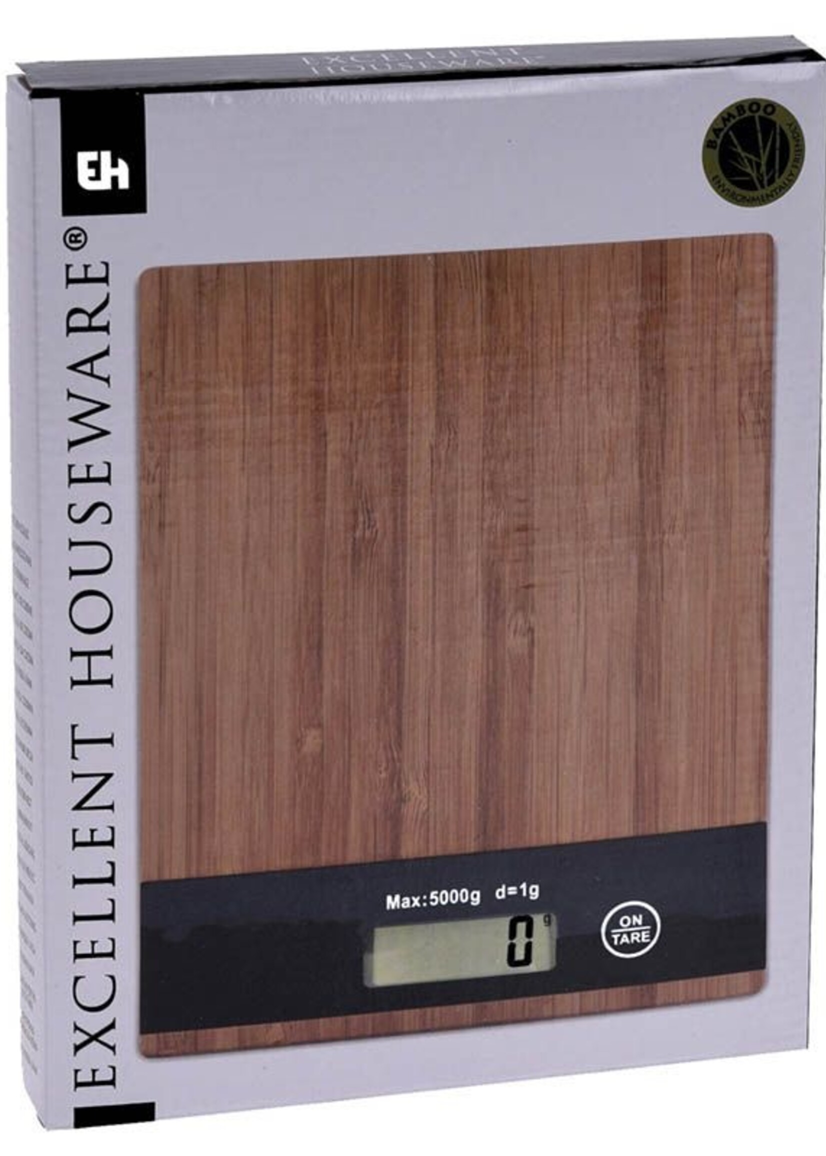 Excellent Houseware Digitale Keukenweegschaal - bamboe