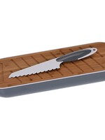 Excellent Houseware Stokbroodbox met snijplank en broodmes grijs