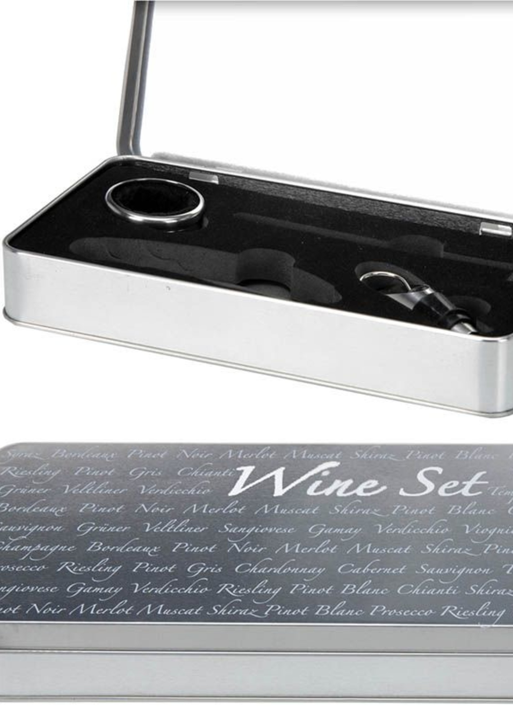 Excellent Houseware Wijnaccessoires set in blikken box