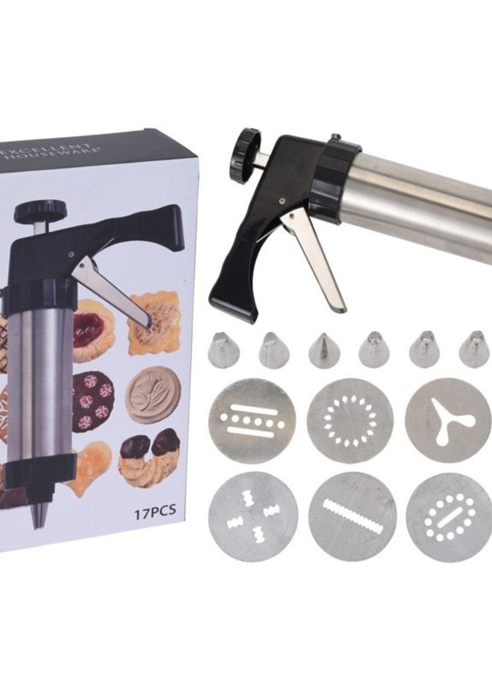 Excellent Houseware Koekjespistool - set 17-delig