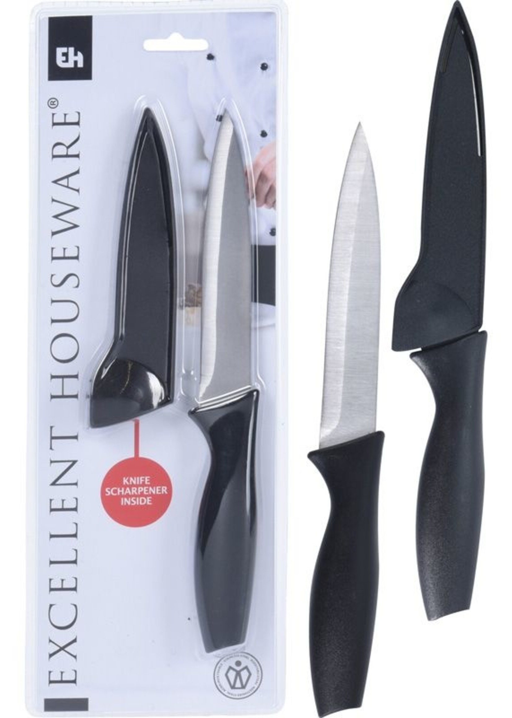 Excellent Houseware Keukenmes - incl. houder en slijper