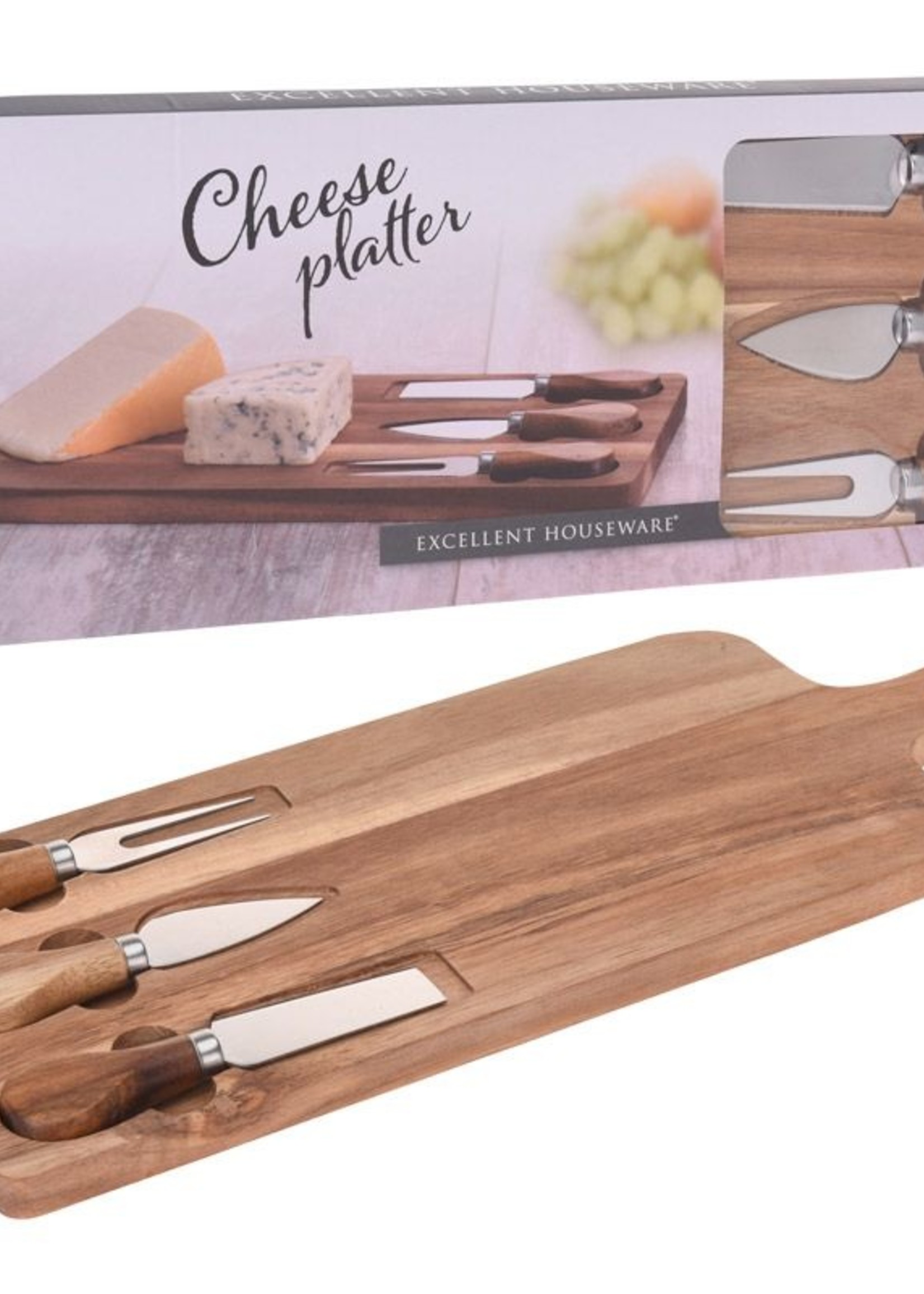Excellent Houseware Kaasplank met 3 kaasmessen