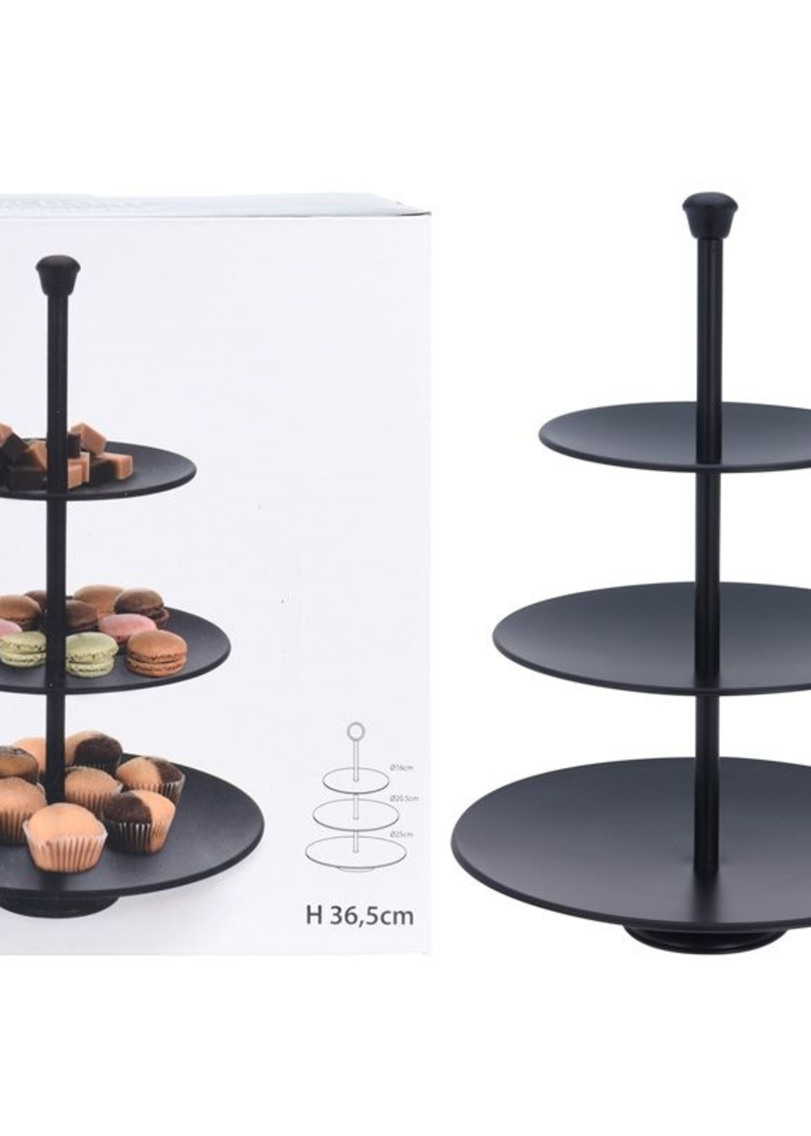 Excellent Houseware Etagere 3 laags - 36.5cm - zwart