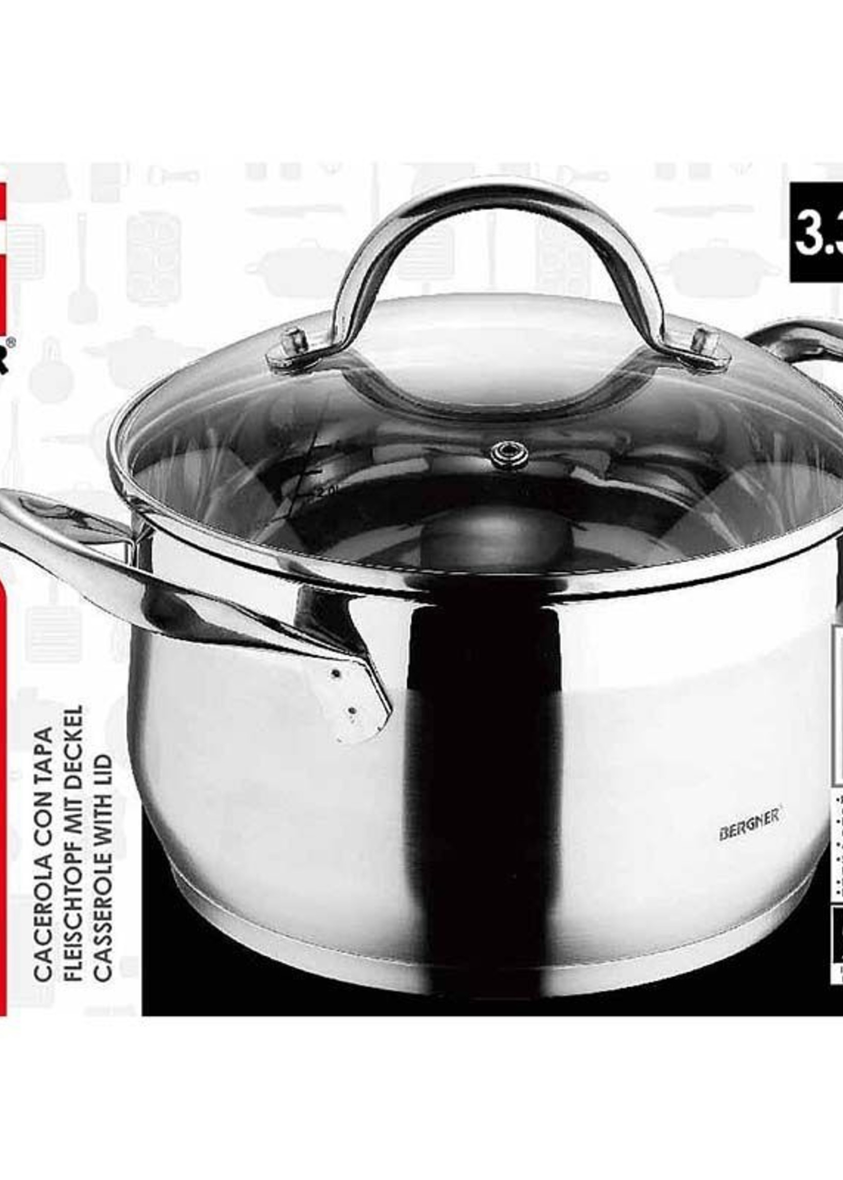 Bergner RVS 18/10 kookpan 20cm - 3,3 liter
