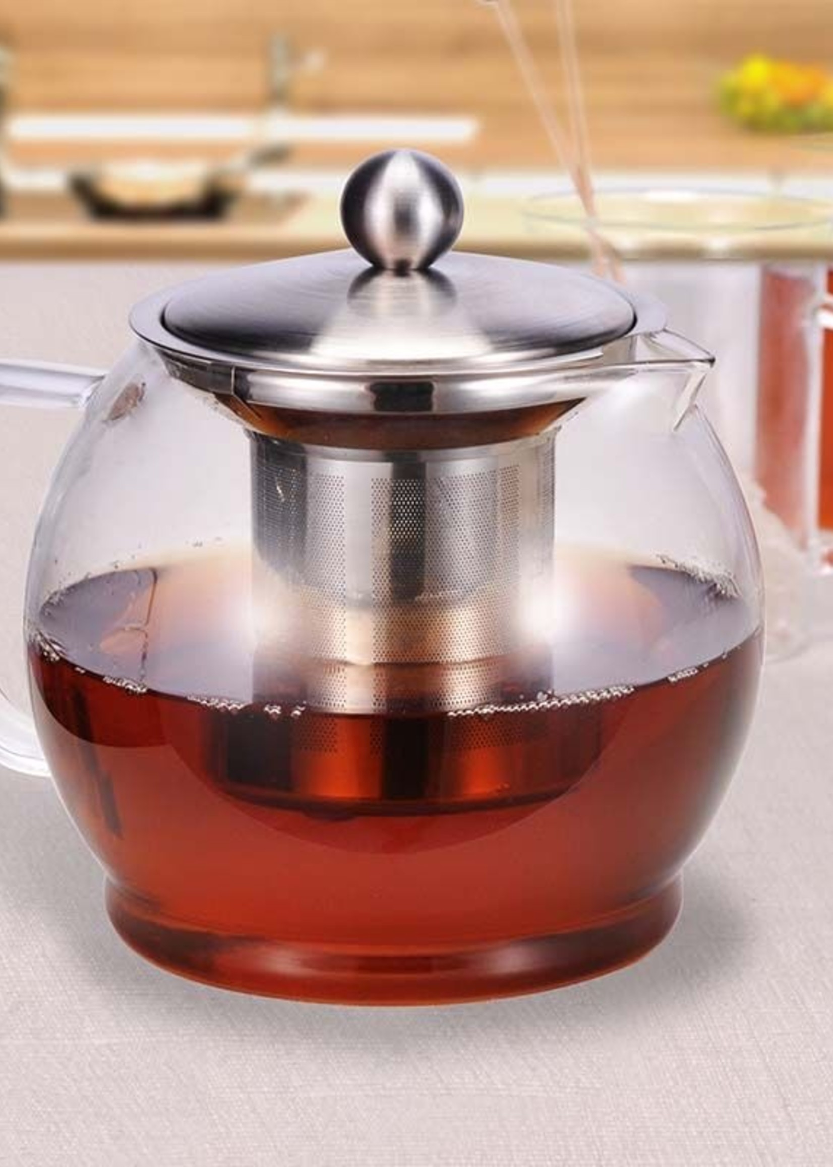 Haushalt International Glazen Theepot met filter - 1.2 liter