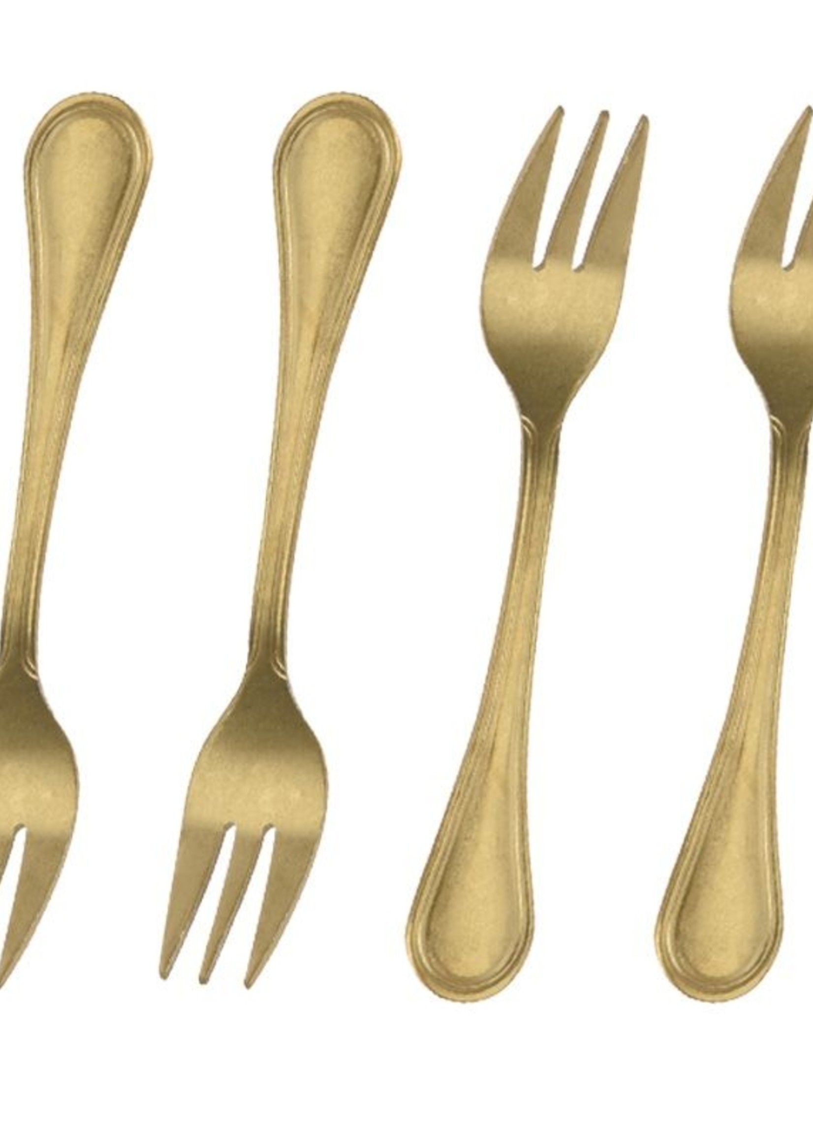 Excellent Houseware Gebaksvorkjes - 4 stuks - goudkleurig