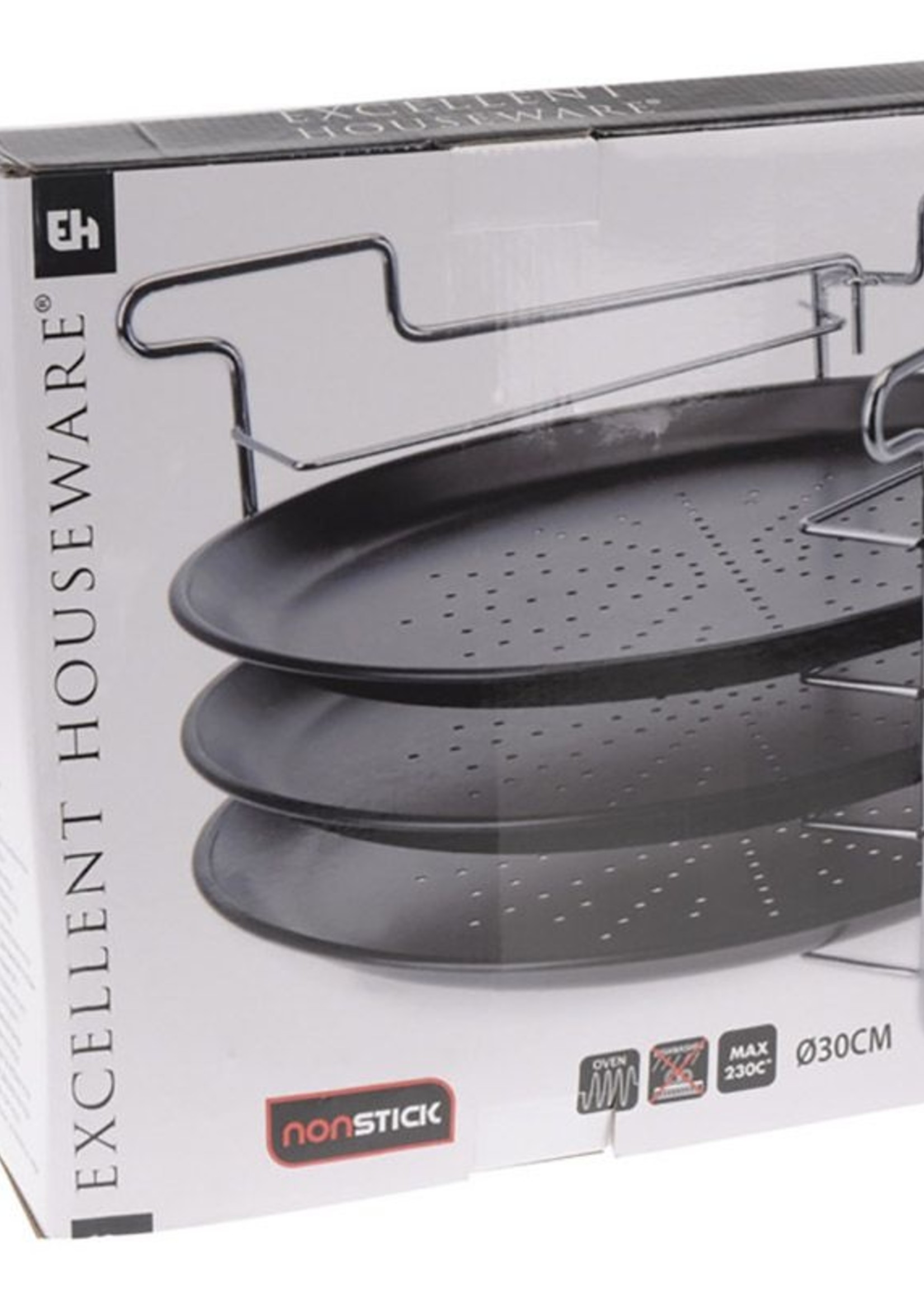 Excellent Houseware Pizzabakset - 4 delig - non-stick