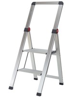 Duett Huishoudtrap Inklapbaar - 2 treden met beugel - Aluminium
