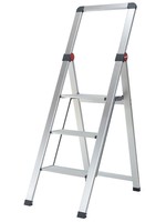 Duett Huishoudtrap Inklapbaar - 3 treden met beugel - Aluminium