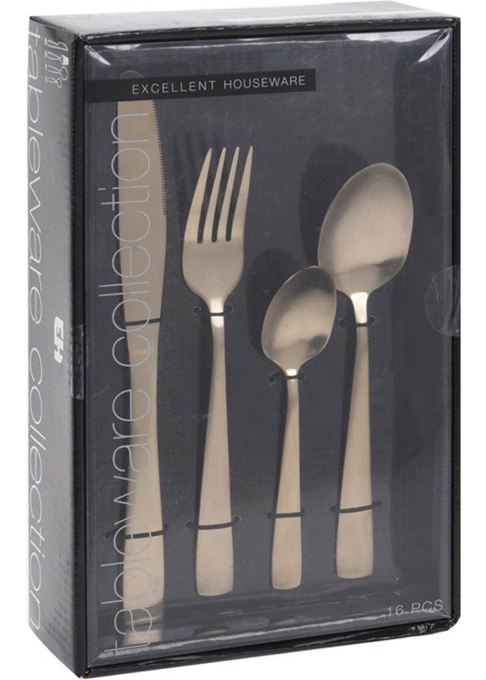 Excellent Houseware Bestekset RVS 16-delig - Mat Goud Gekleurd