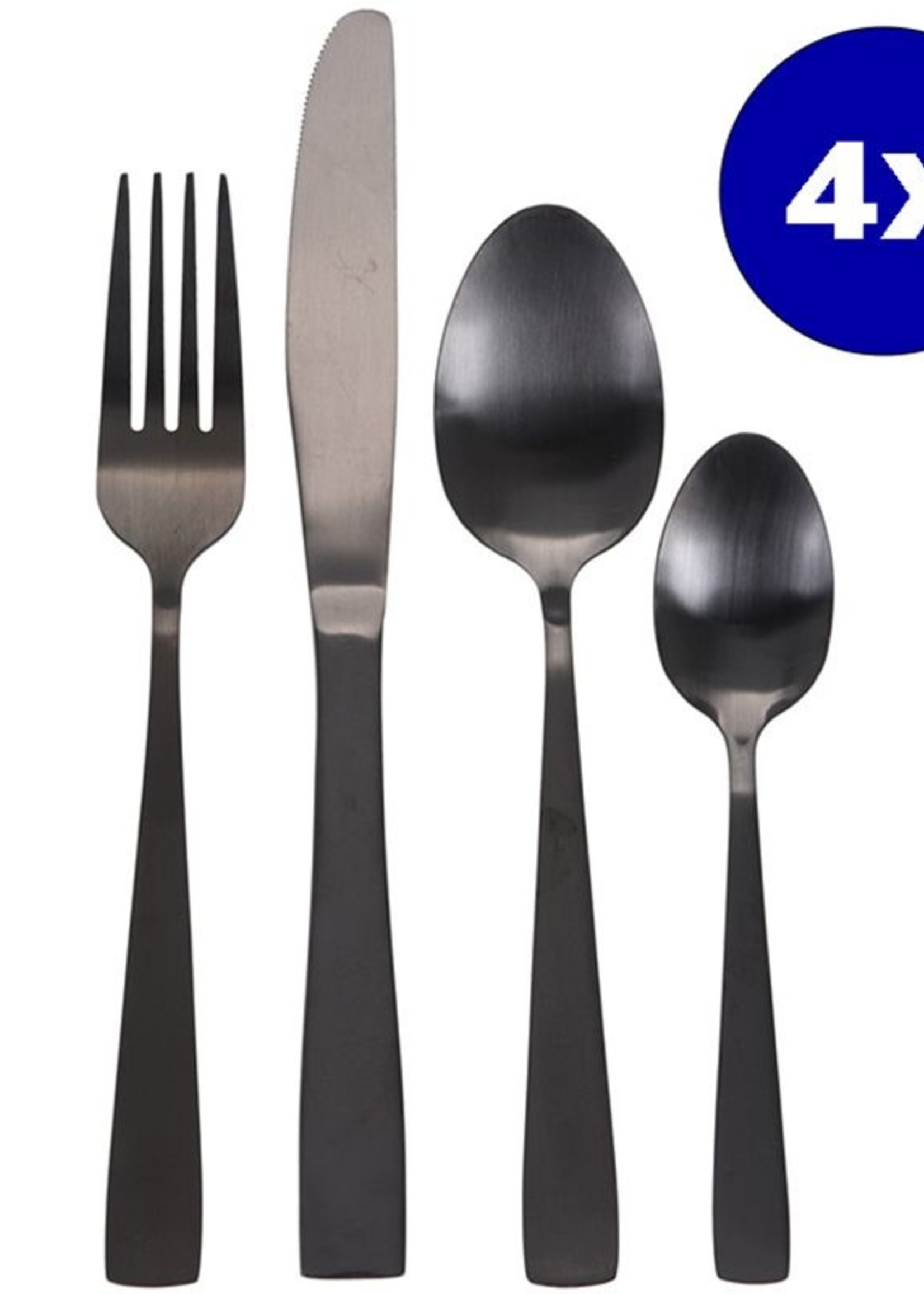 Excellent Houseware Bestekset RVS 16-delig - Mat Zwart