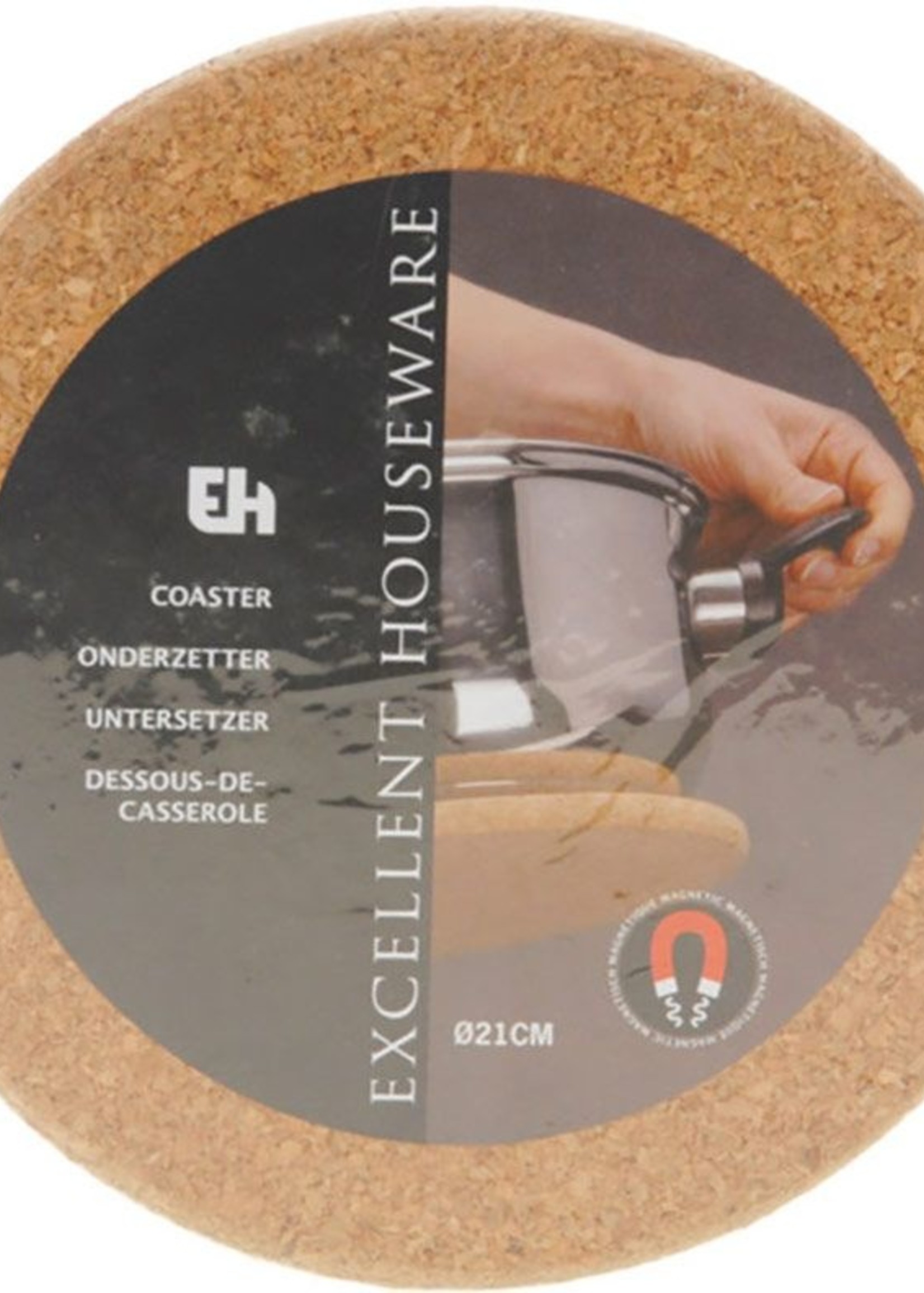 Excellent Houseware Onderzetter van Kurk - Magnetisch - 21cm