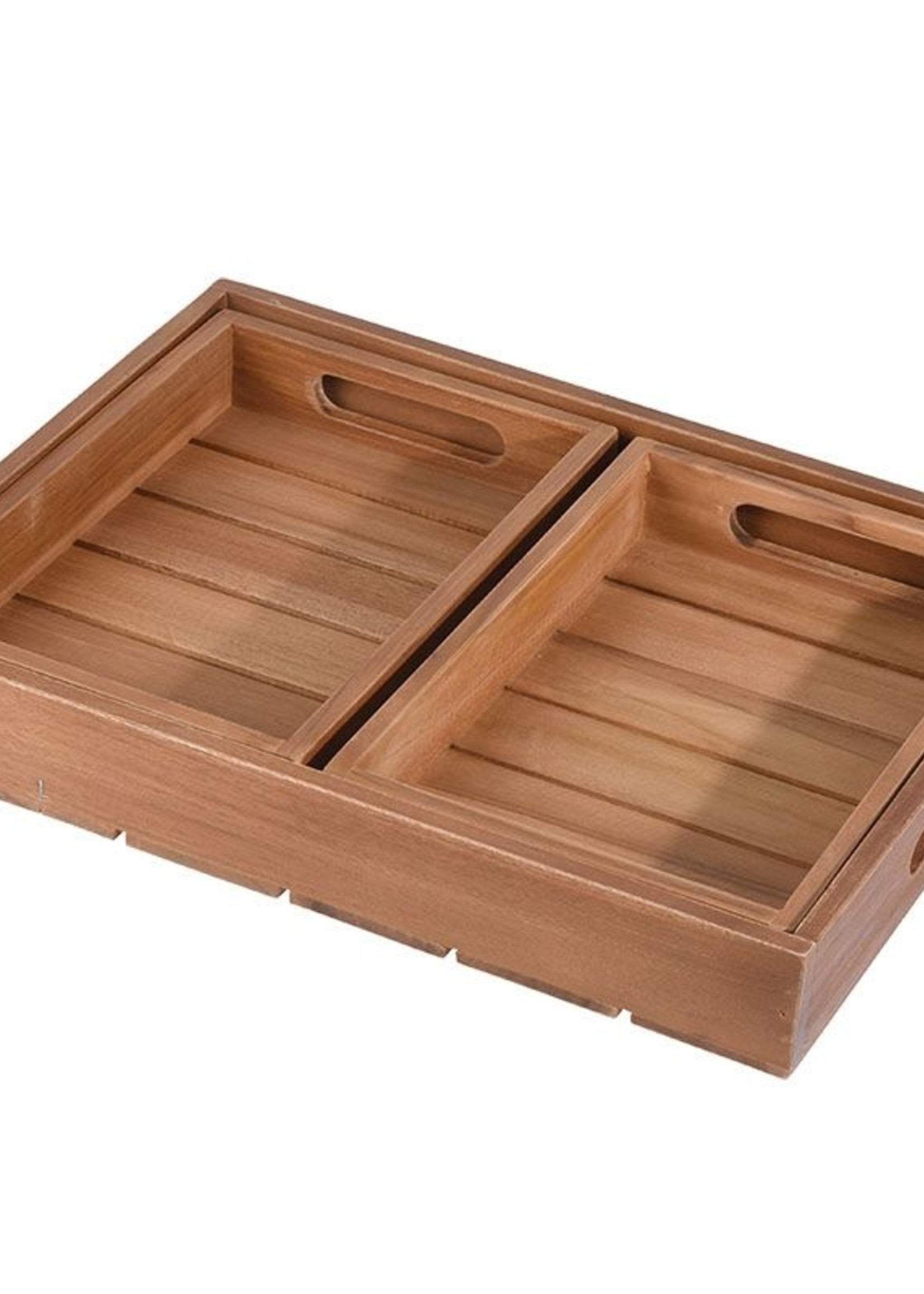 Dienbladen - hout teak - set van 3
