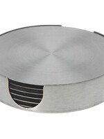 Excellent Houseware Onderzetters RVS - 6 stuks met houder