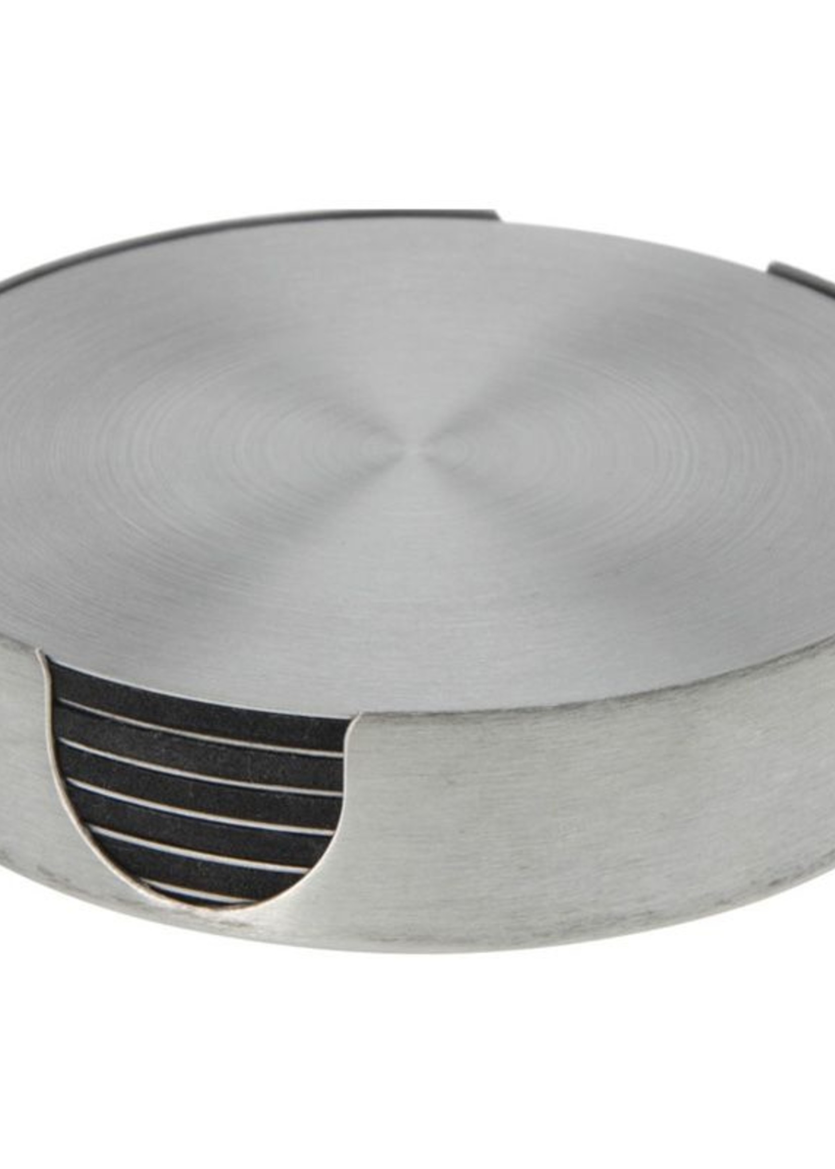 Excellent Houseware Onderzetters RVS - 6 stuks met houder