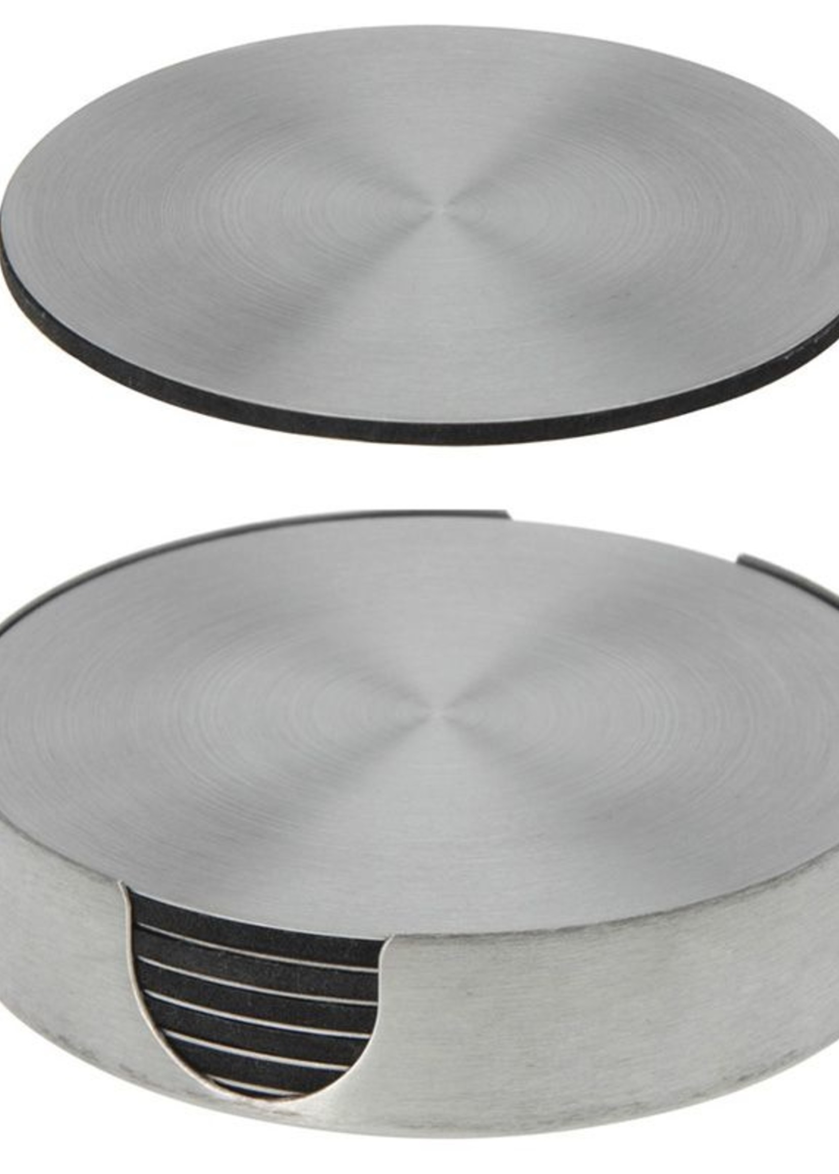 Excellent Houseware Onderzetters RVS - 6 stuks met houder