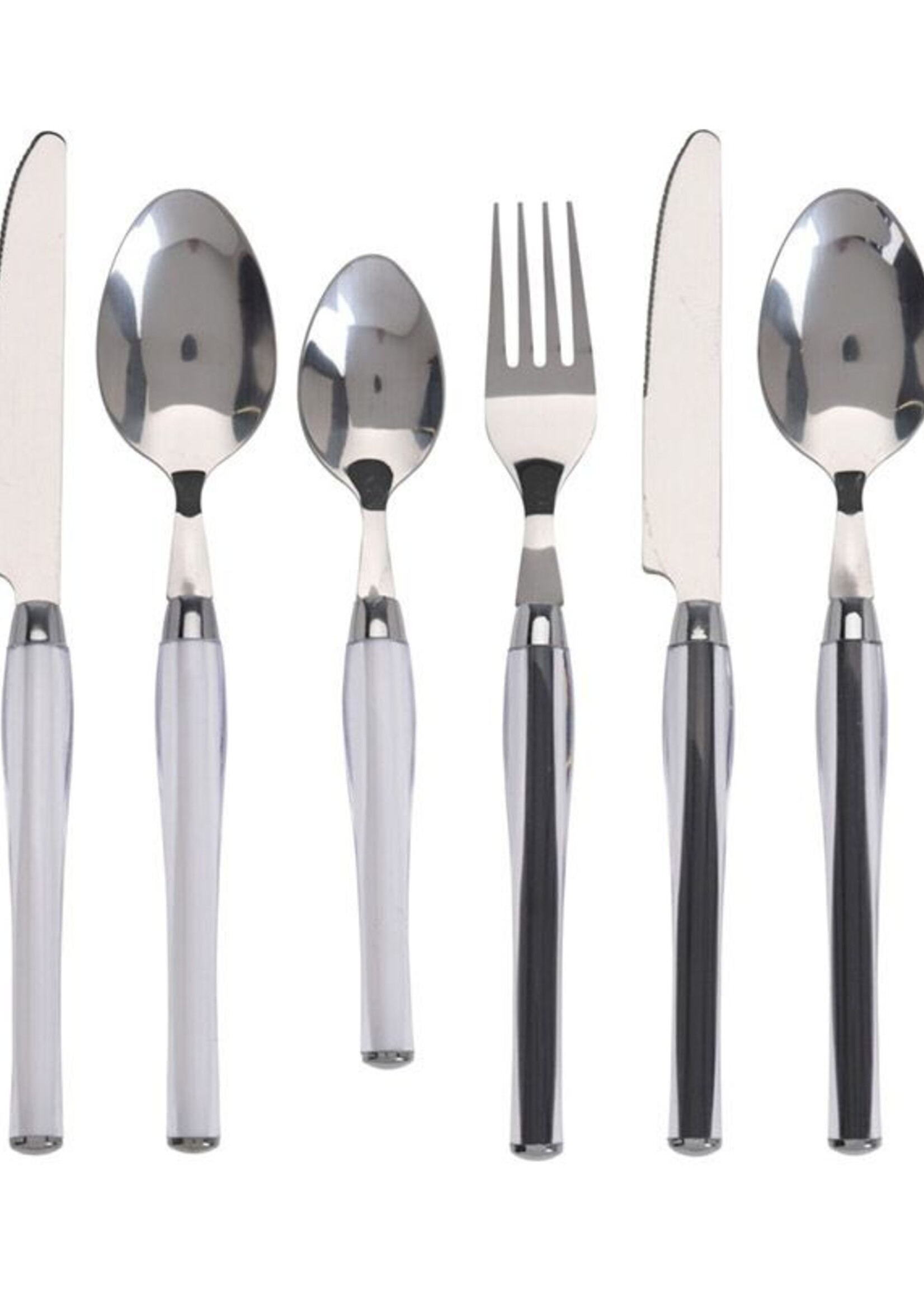 Excellent Houseware Bestekset 24-dlg - RVS - wit en zwart