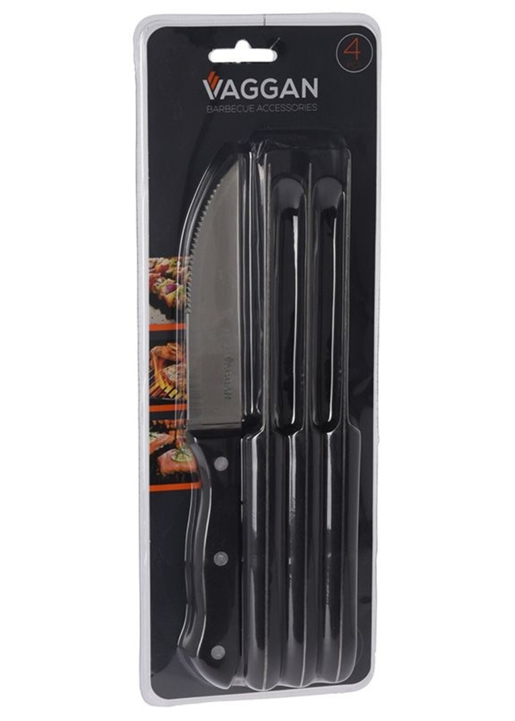 Vaggan Steakmessen - BBQ-messen - 4 stuks - Roestvrij staal