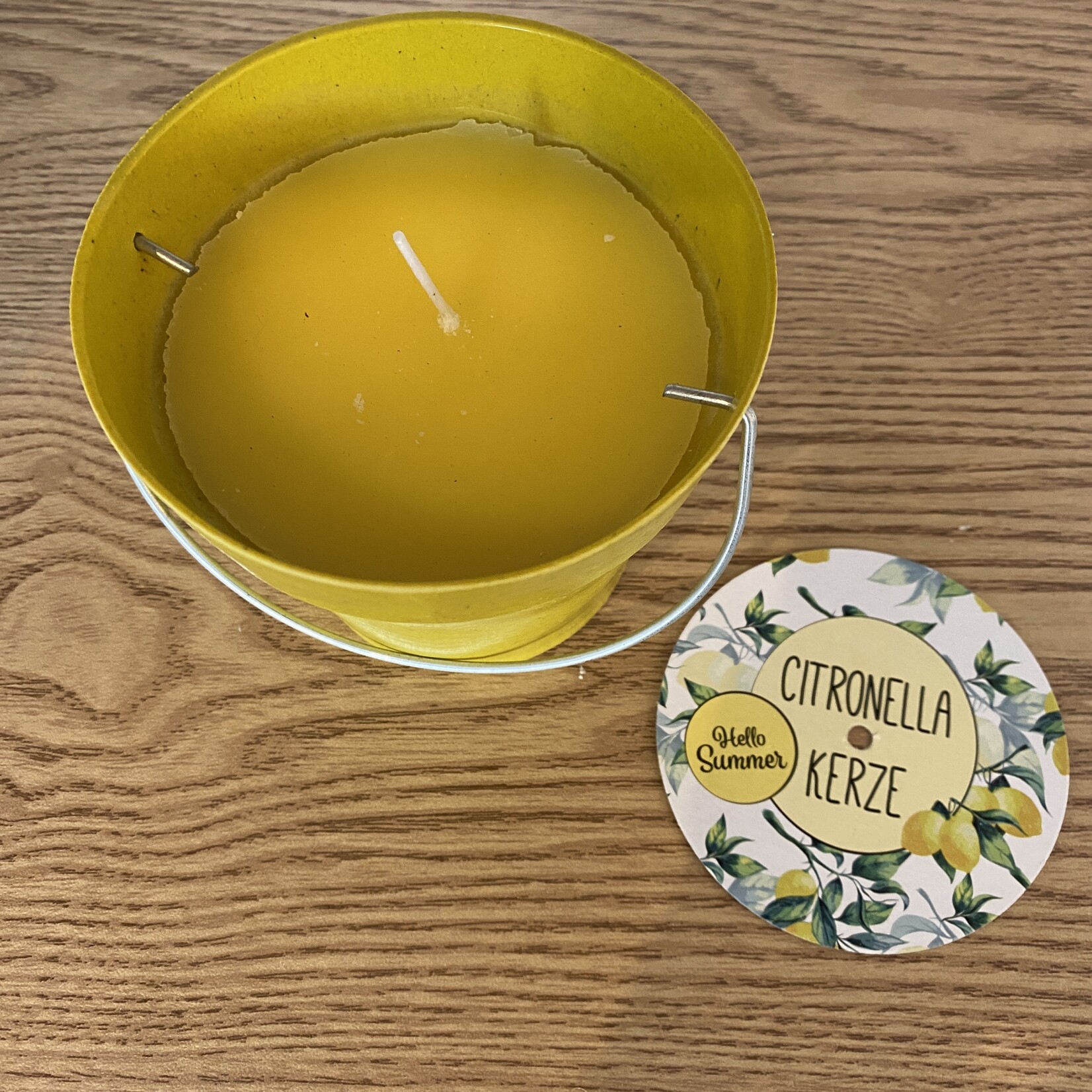 Citronella (anti-muggen) kaars in emmer geel