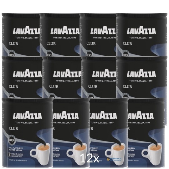 zijde Afscheiden wetenschappelijk Lavazza club tin gemalen koffie blik 12x 250 gram - Aanbieding - Koffiezone