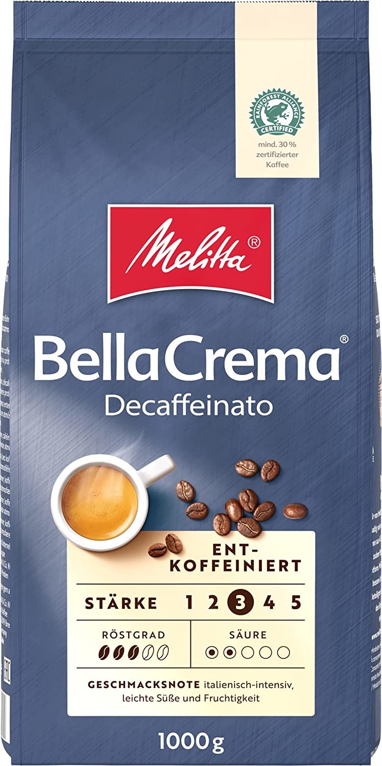 Melitta BellaCrema Decaffeinato Lot de grains de café entiers