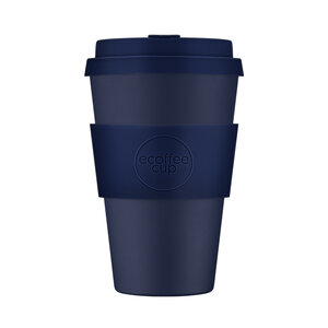 Ecoffee Cup PLA, Coffee cup to Go 400 ml  Dark blue Silicone