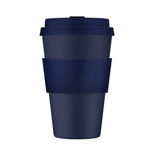 Ecoffee Cup PLA, Koffiebeker to Go 400 ml | Donkerblauw Siliconen