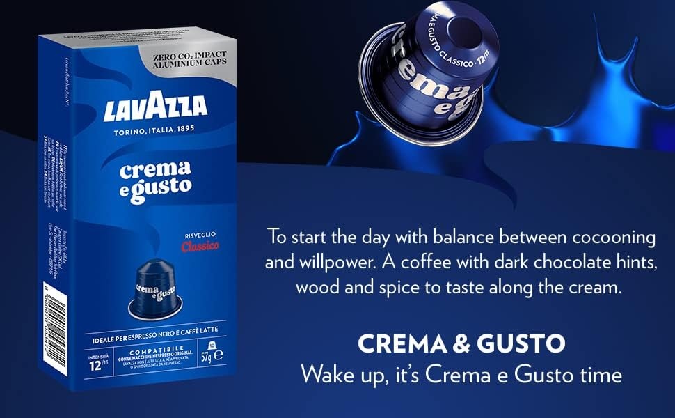 10 aluminum capsules CREMA E GUSTO CLASSICO Lavazza compatible Nespresso 